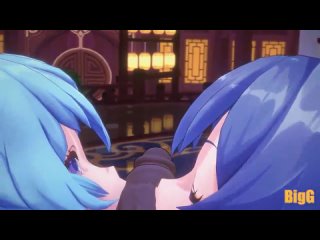 ganyu and keqing threesome fuck genshin impact animation